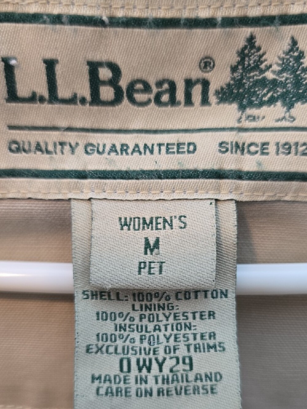 L.L. Bean Women's Cream Canvas Field Jacket with Brown Corduroy Collar - Picture 2 of 6